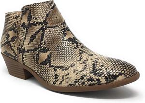 Женские ботильоны SODA с круглым носком, искусственной замшей, с западным стилем и каблуком-стеком, Python