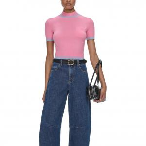 Топ с контрастной полосой для селфи Self-portrait, розовый