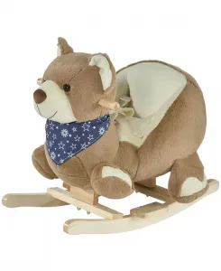 Детская лошадка-качалка, плюшевая игрушка-качалка с реалистичным звуком, педали Qaba, brown