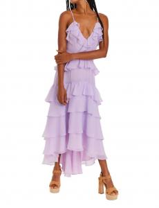 Платье макси с оборками Cassidy фиолетового цвета ALLISON NEW YORK