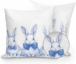 Huotupsine Декоративные подушки Blue Bunny с наполнителем, винтажный кролик, весенний цветочный принт, для дома и улицы Blue