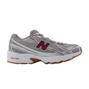 Кроссовки New Balance 740 Bungee Lace Little Kid, Silver Metallic Monarch Burgundy