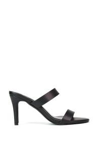 Сандалии-мюли на высоком каблуке-шпильке с круглым носком и двойным ремешком 'Wolf' XY London, черный