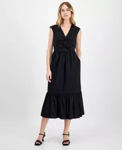 Женское платье миди без рукавов с бантом спереди Anne Klein, черный