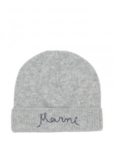 Marni Kids шапка бини с вышитым логотипом, серый