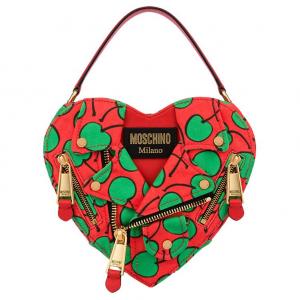 MOSCHINO Полиэстеровый байкерский рюкзак Сумка в форме сердца Сумка через плечо Кроссбоди Женская красная сумка
