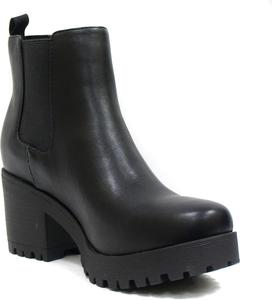 Ботильоны Soda Top Shoes Jaber с рифленой подошвой, эластичной вставкой Gore и массивным каблуком, Schwarz (Black Pu)