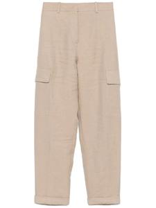 Eleventy льняные брюки карго, нейтральный цвет