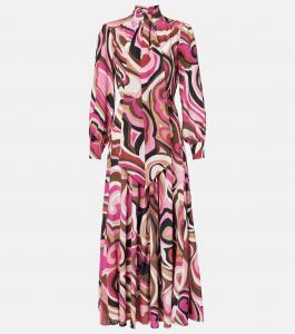Платье миди из шелкового крепдешина Marigold Rixo, Marble Pink