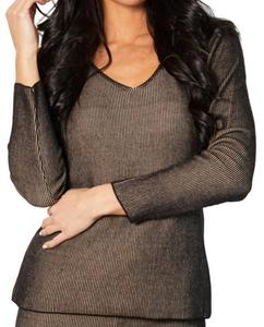 Двухцветный ребристый топ с V-образным вырезом песочного цвета Angel Apparel, цвет sand