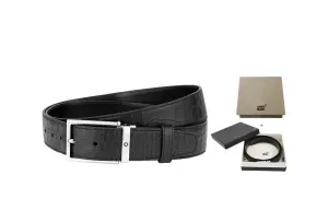 MONTBLANC Кожаный мужской ремень черный 3 5 см, Box