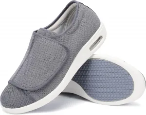 Мужская диабетическая обувь Elitechoice, широкий размер, для пожилых мужчин, регулируемая застежка, легкая и дышащая, кроссовки для отекших ног и хождения при отеках, серый