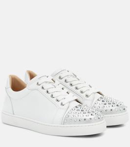 Кроссовки Vieira Spikes Krystal Christian Louboutin, Silver/ White