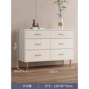 Mikemijia Комод 120х40х79 см для спальни и гостиной в современном стиле, 6 ящиков, белый, многоуровневые глубокие ящики