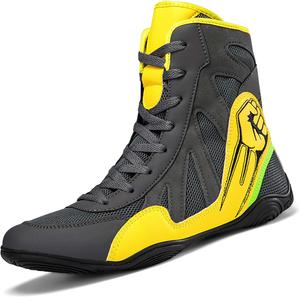 Мужские и женские профессиональные боксерские кроссовки, боевые ботинки для молодежных соревнований по борьбе, нескользящие дышащие кроссовки для тяжелой атлетики и фитнеса, многофункциональные кроссовки Generic, желтый