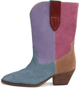 Женские модные сапоги YDN с заостренным носком, широким голенищем, средней подошвой с каблуком, многоцветные, на застежке, стильная обувь, размер 4-16 US, Light Blue Multi