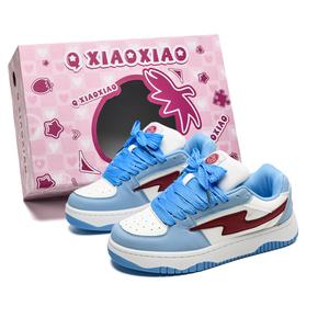 Кроссовки для скейтборда унисекс низкие Королевский синий Красный круг малый, Бело-синие непарные