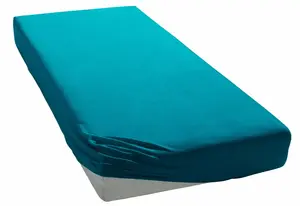 Простыня для моего дома "PHYSALIS", хлопок, матрасы высотой до 18 см, плоская простыня, натяжная простыня, простыня My home 90х200 см, 2 шт., бирюзовый