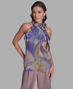 Женский топ без рукавов с завязками на шее и бретелями через шею BCBG, Shadow Gray