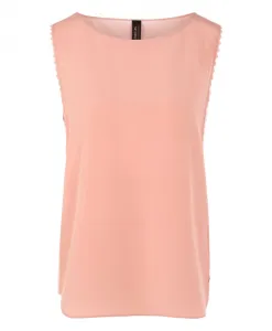 Шелковый топ с кружевом и контрастными цветовыми блоками. Marc Cain, бежевый