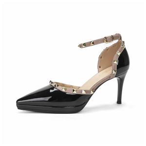 Тонкий каблук высокие каблуки 7 см /10 см женские UMEK, черный 7cm