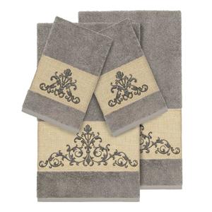 Linum Home Textiles Набор из 4 банных полотенец с украшением Scarlet, темно-серый
