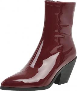 Женские ботильоны Trendenzy с заостренным носком, на молнии, с глянцевым покрытием и массивным каблуком, Burgundy