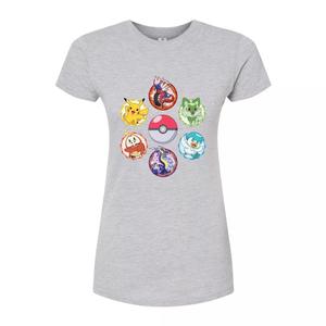 Детская футболка с блестящим значком Pokemon и графическим рисунком Pokemon, серый