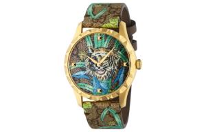 Часы G Timeless Collection, кварцевый механизм, ремешок из ткани, диаметр циферблата 38 мм, цвет циферблата tan, женские GUCCI, Brand-New Out of Warranty