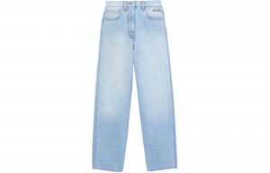 Джинсы Mid-rise с вышитым логотипом MSGM, светло-голубой