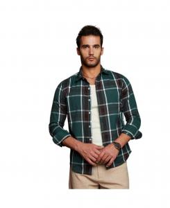 Мужская рубашка цвета экрю, бежевого и темно-черного с принтом увядающие цветы Campus Sutra, Green