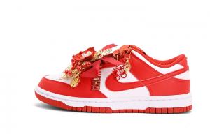 Nike Данк Упаковка, износостойкие и нескользящие низкие скейтерские кроссовки унисекс True Red - White, цвет White