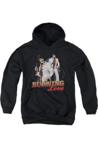 Элвис Пресли "Burning Love" молодежная толстовка с капюшоном Gildan, черный