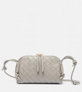Концертный мини-кожаный кроссбоди Bottega Veneta, Sterling-Gold