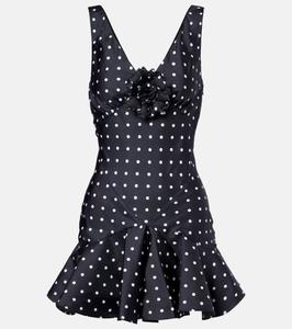 Мини-платье из шелкового твила в горошек Rodarte, черный