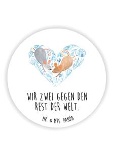 Mr. & Mrs. Panda Белый магнит на холодильник с изображением мыши и сердечка и надписью