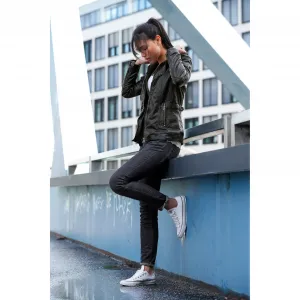 Кожаная куртка Gipsy "Аделина" с капюшоном, кожаная куртка 2-в-1, черный