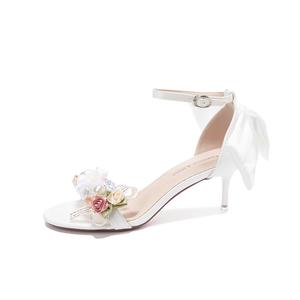 Сандалии с одним ремешком женские QITUMAUL, White[Heel Height 6Cm]