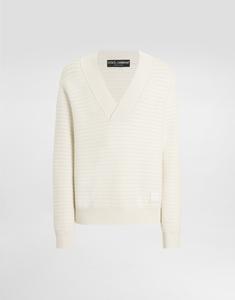 Шерстяной свитер с v-образным вырезом и вышивкой dg Dolce & Gabbana, белый