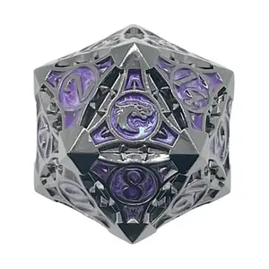 40мм d20 - Черный никель с фиолетовым, Metal Dice - Gnome Forged