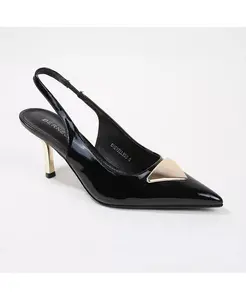 Туфли-лодочки Chevelle с ремешком на пятке и металлизированными деталями BERNESS, черный