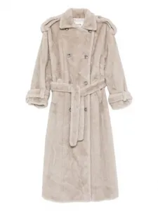 Двубортное пальто из искусственного меха Thalia Ducie, нейтральный