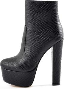 Женские ботильоны на платформе Gogo с высокой толстой подошвой, боковой молнией, круглым носком, удобные, для вечеринок, повседневные ботинки Onlymakerheels, Blackb