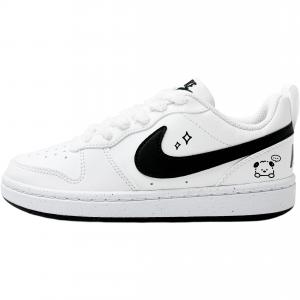 Nike Court Borough Hibernating Puppy Abrasion Resistant Low top Детские скейтбордические кроссовки Black White для подростков