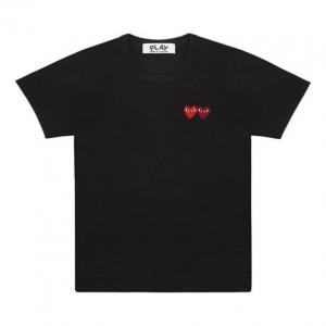 Футболка double heart t-shirt 'black' Comme Des Garcons Play, черный