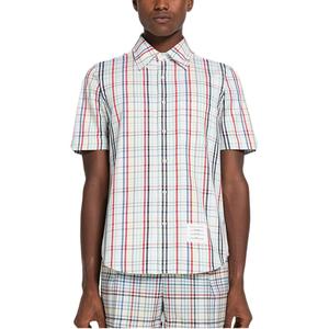 Клетчатая рубашка с коротким рукавом THOM BROWNE, мультиколор