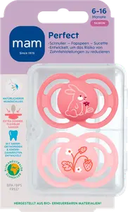 Соска Perfect силиконовая розовая/розовая 6-16 месяцев 2 шт. MAM