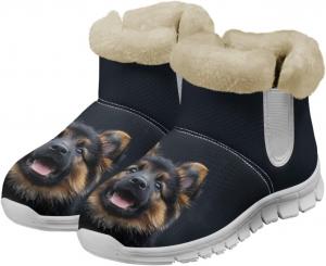 Женские зимние плюшевые ботинки JoyLamoria с яркими грибами, теплые снежные ботинки с антискользящей подошвой, комфортные с меховой подкладкой, грибовидные ботильоны для холодной погоды и прогулок на улице, German Shepherd