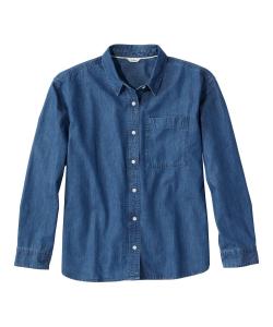 Джинсовая рубашка-бойфренд L.L.Bean, американский размер, для невысоких женщин.