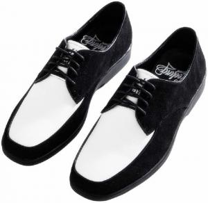 Двухцветные яркие кожаные туфли ручной работы из коровьей кожи, мужские, черные и белые, с фиксатором, для уличных танцев, антикварные, фанковые, хип-хоп In Orienttown